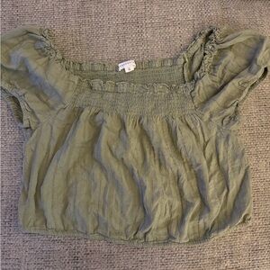 Aeropostale Sage Green Smocked Blouse